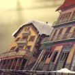 "Village center of Le Grand-Bornand in 1968". Houses detail.